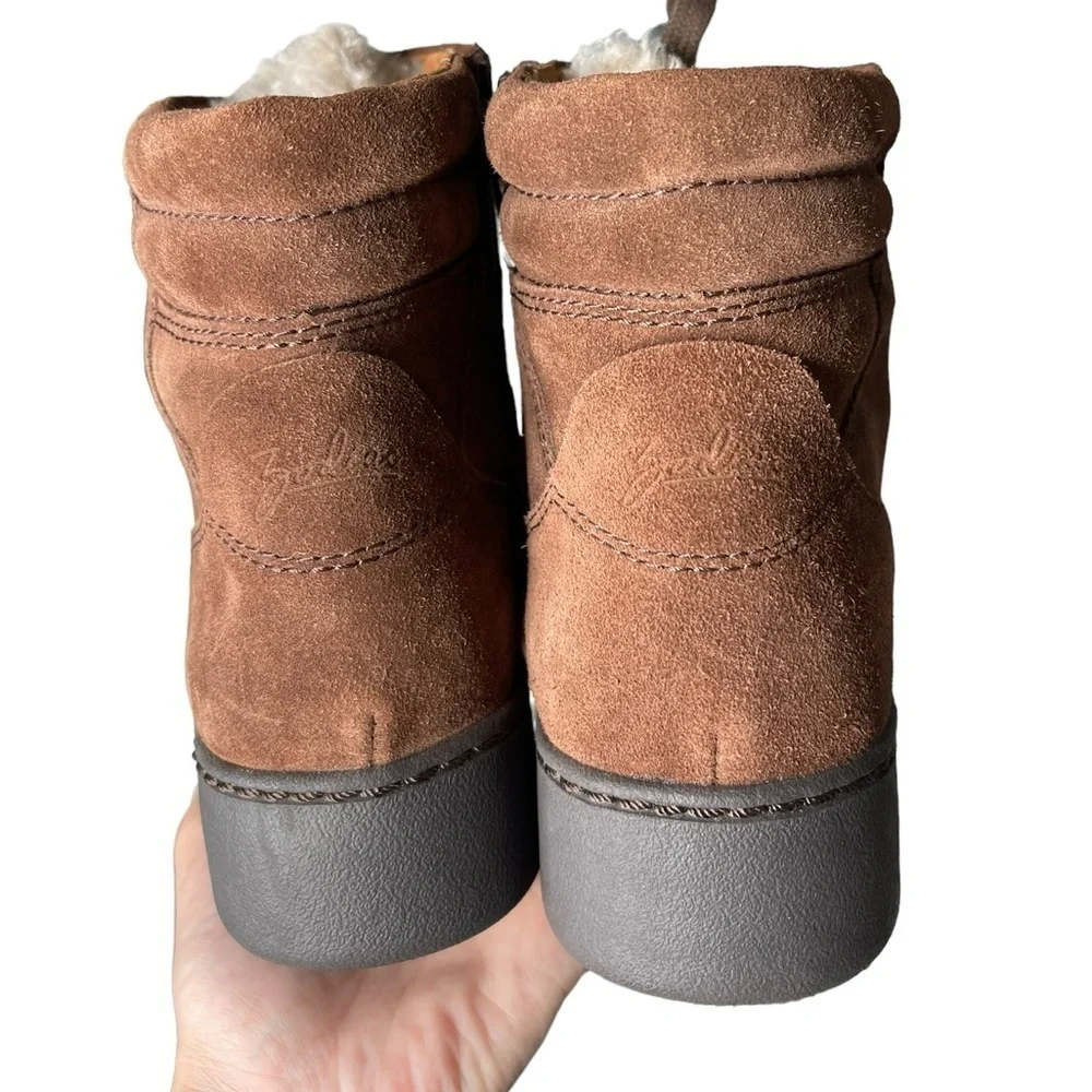 Zodiac Pierson Brown Suede Wedge Ankle Boots Faux Fur Lined | Women’s 9
